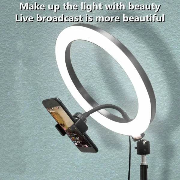 20cm Beauty Live Ring Light Photography Mobile Selfie Led Dimmable With Phone Holder