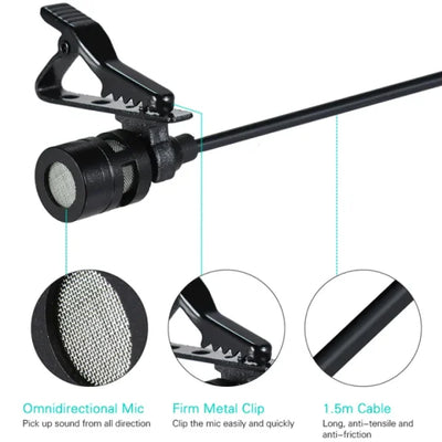 Clip On Single Microphone 3.5mm | Mic With 3.5mm Output Jack For Iphone Android DSLR Pc Laptop